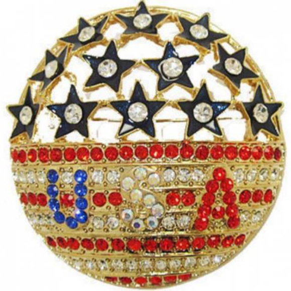 SOLD Pin Swarovski 100 crystals USA FLAG YOUR COLOR NWT - Picture 3 of 3